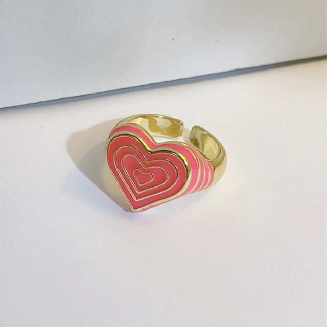 Bague de cœur d'amour en couches