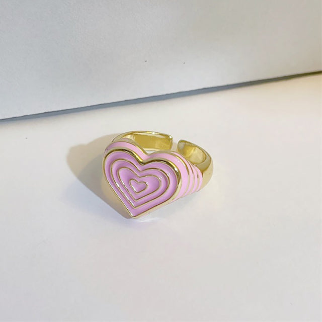 Bague de cœur d'amour en couches